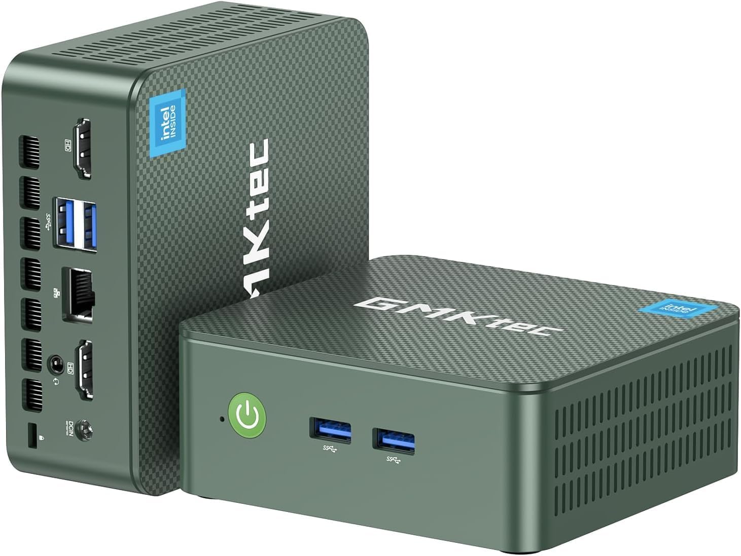 Front and rear view of the GMKtec Nucbox G3 Plus Mini PC