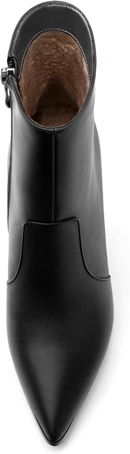 Womens Boots Ankle High Stiletto Heel Pointed Toe Side Zipper Solid Matte Bootie Ankle Fashion Short Bootites for Daily Office Party