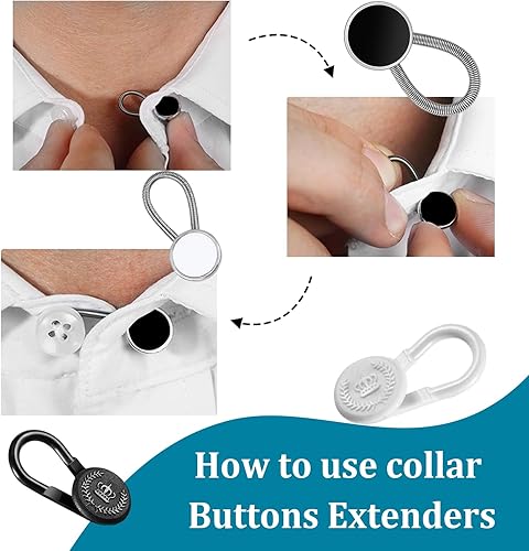 Miniatura 4 de SHEHARUHI 20 extensores de cuello de camisa, botones elásticos, extensor de metal cómodo, botón de cuello elástico para vestido, camisas,
