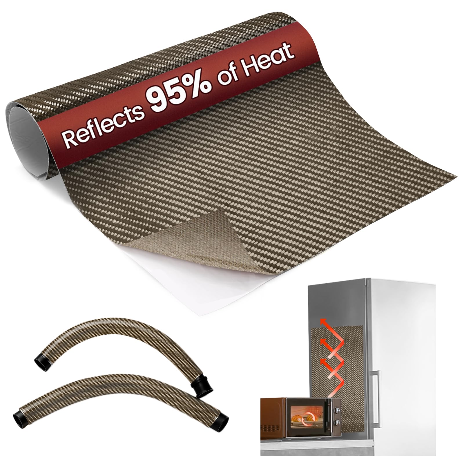 Aluminum Adhesive Heat Shield Wrap for Automotive, 40x12 in, Brown