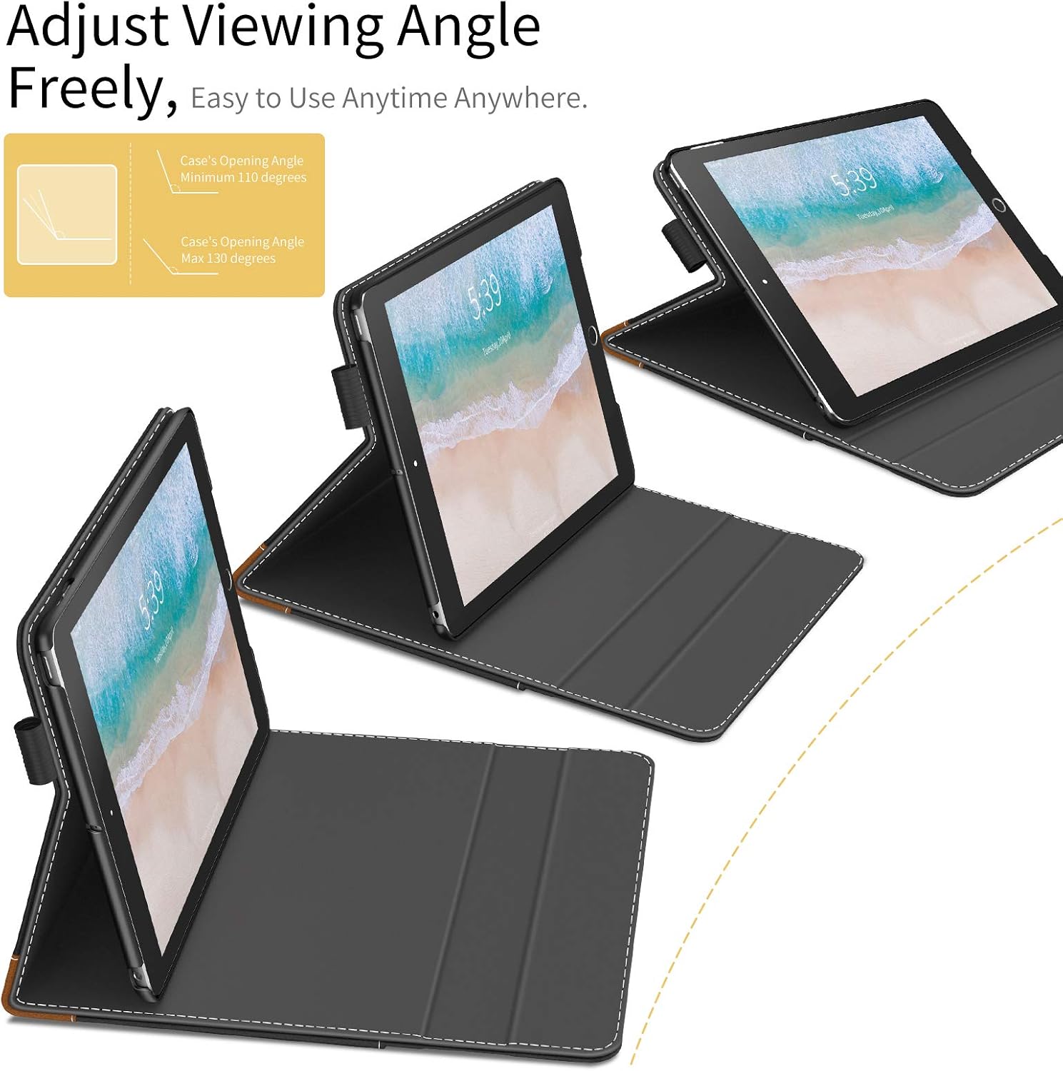 Infiland iPad 9.7 2018/iPad 9.7 2017/iPad Air 2/iPad Air Case, Business Cover Built in Pocket Compatible with A1893/ A1954/A1822/A1823/A1566/A1567/A1474/A1475/A1476 (Auto Wake/Sleep), Black