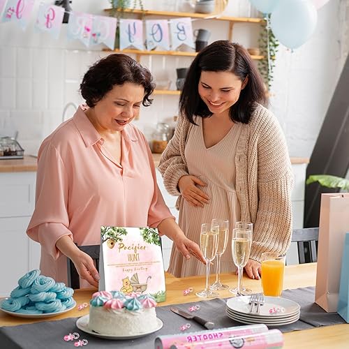 Miniatura 4 de Winnie - Cartel de caza de chupete, juego de mini chupetes para baby shower, juego de 50 piezas de decoración clásica de Pooh para baby shower,