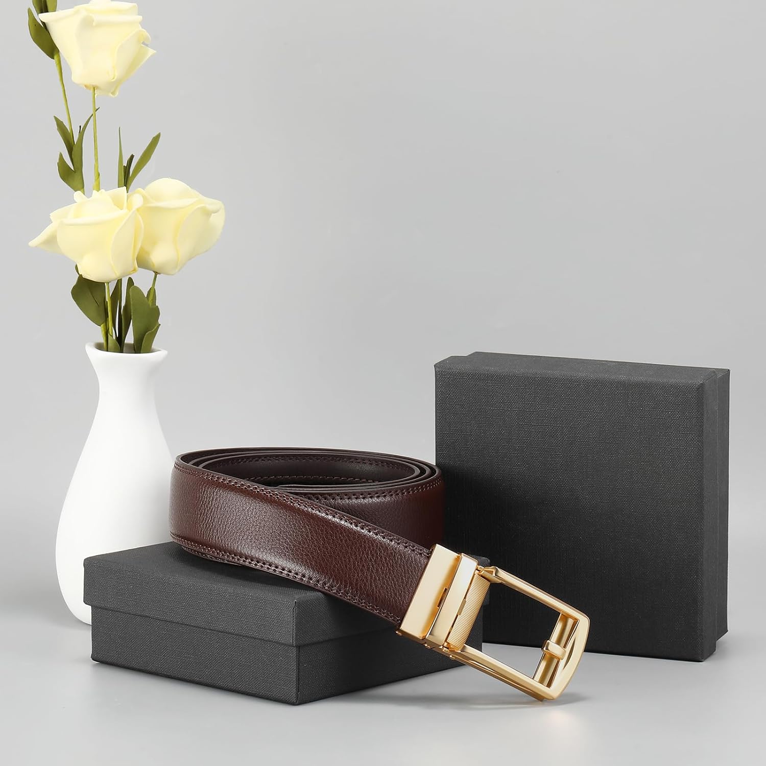 GAEKEAO Ratchet Belt for Men Genuine Leather 1 3/8" - Micro-Adjust Buckle Trim to Fit Dress Belt Casual to Formal Gift Boxed - Image 7