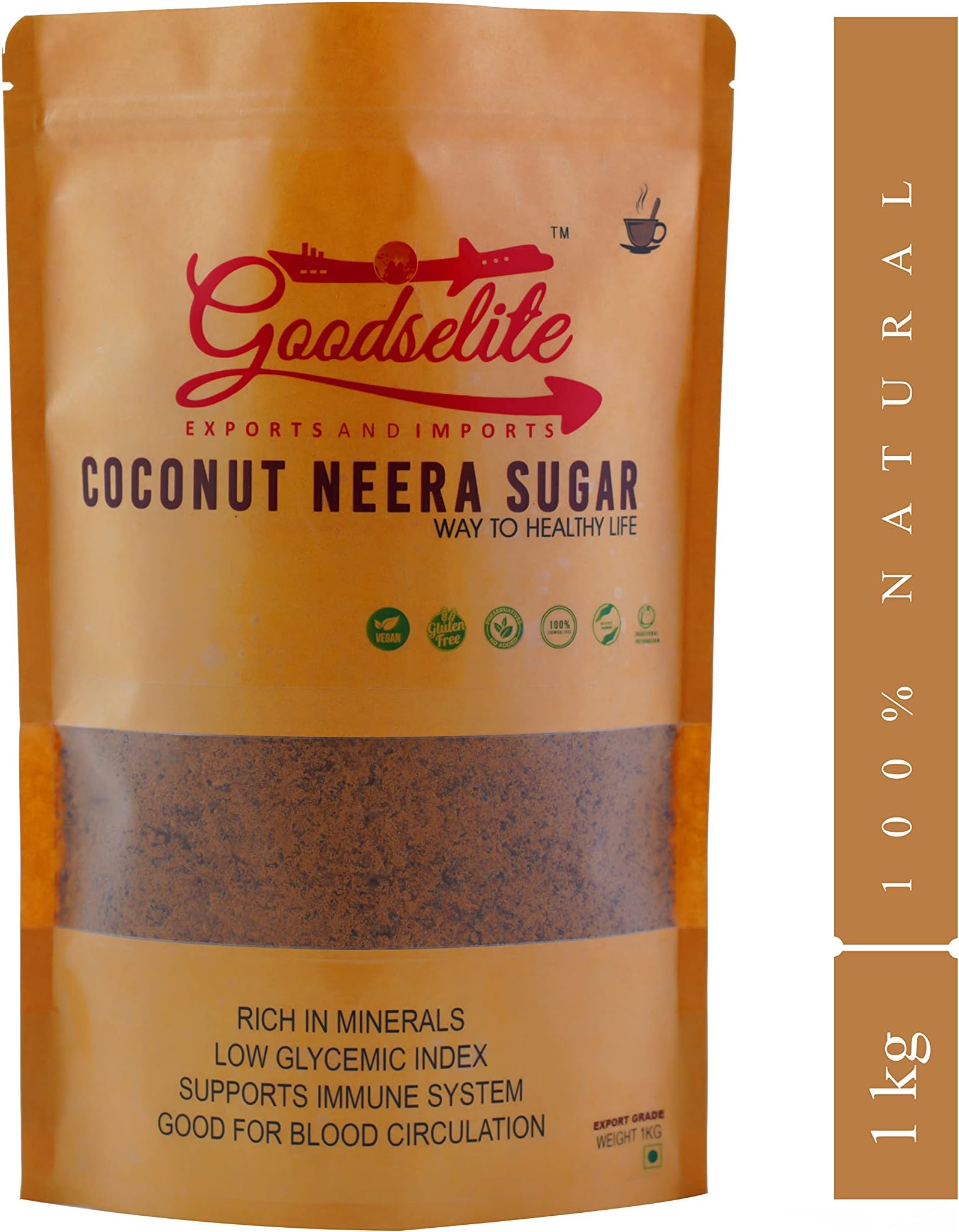 Goodselite Exports and Imports Coconut Neera Sugar (1KG) - Pack of 1