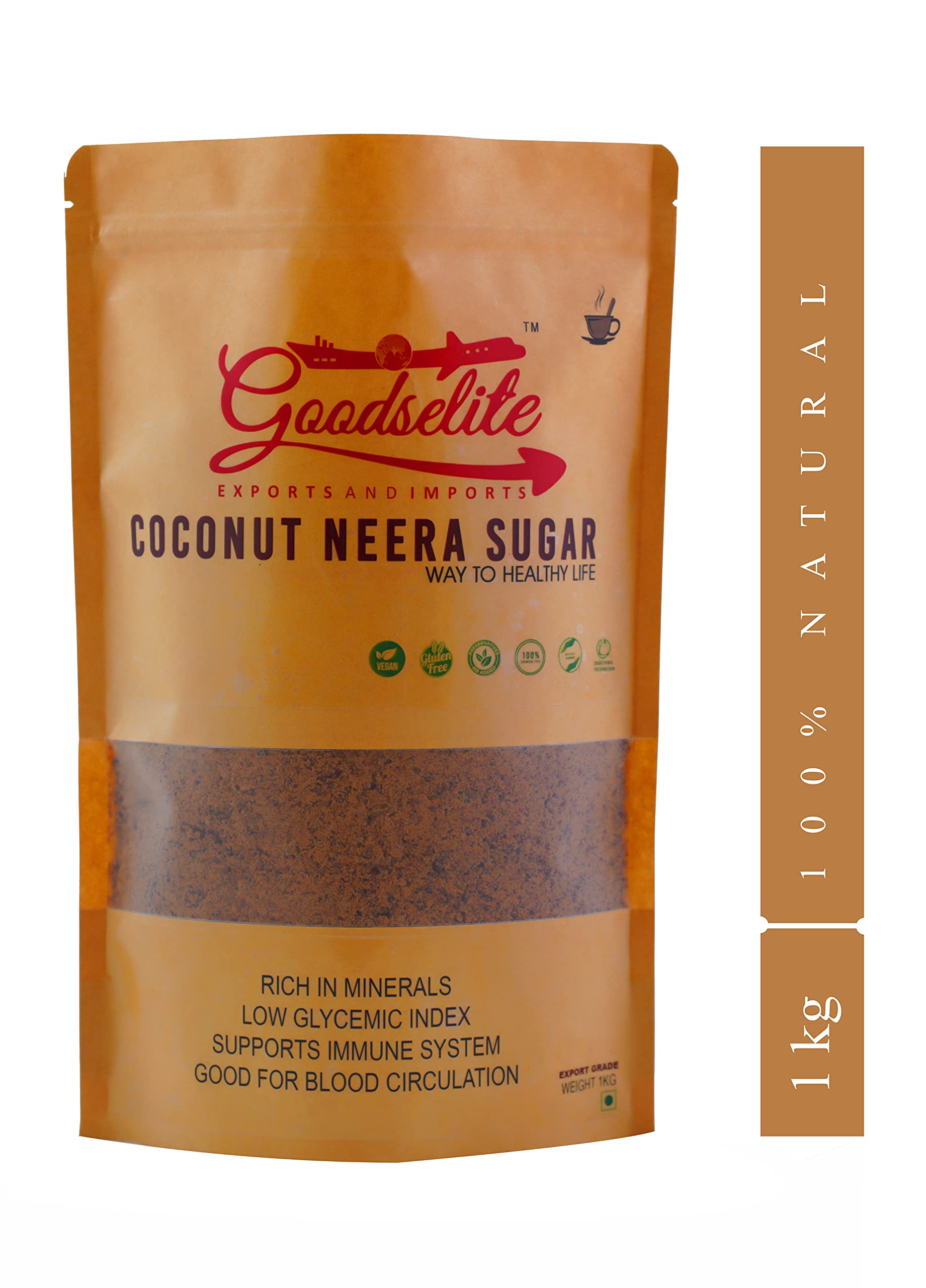 Goodselite Exports and Imports Coconut Neera Sugar (1KG) - Pack of 1