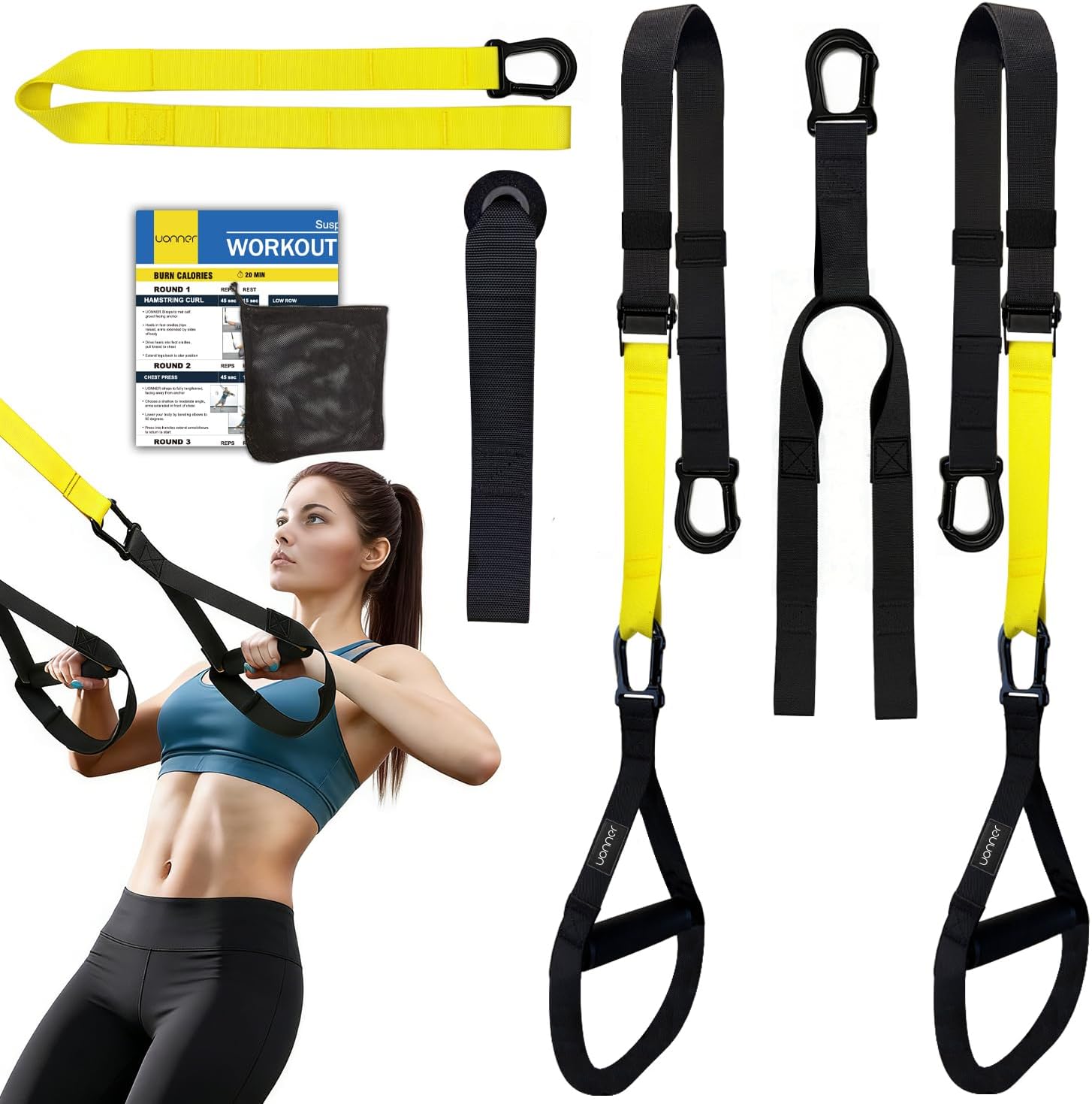 Home Resistance Training Kit, Resistance Trainer Exercise Straps with Handles Portable Home Gym System for Full Body Workout, Strength Training & HIIT