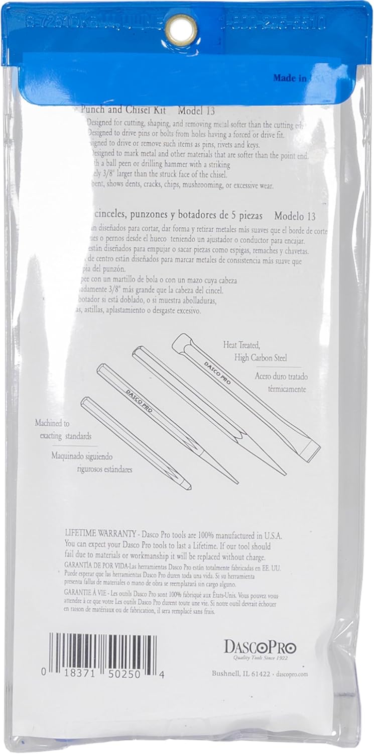 DASCO PRO 5 Piece Punch and Chisel Kit, Made in the USA, VN70013 VN70013