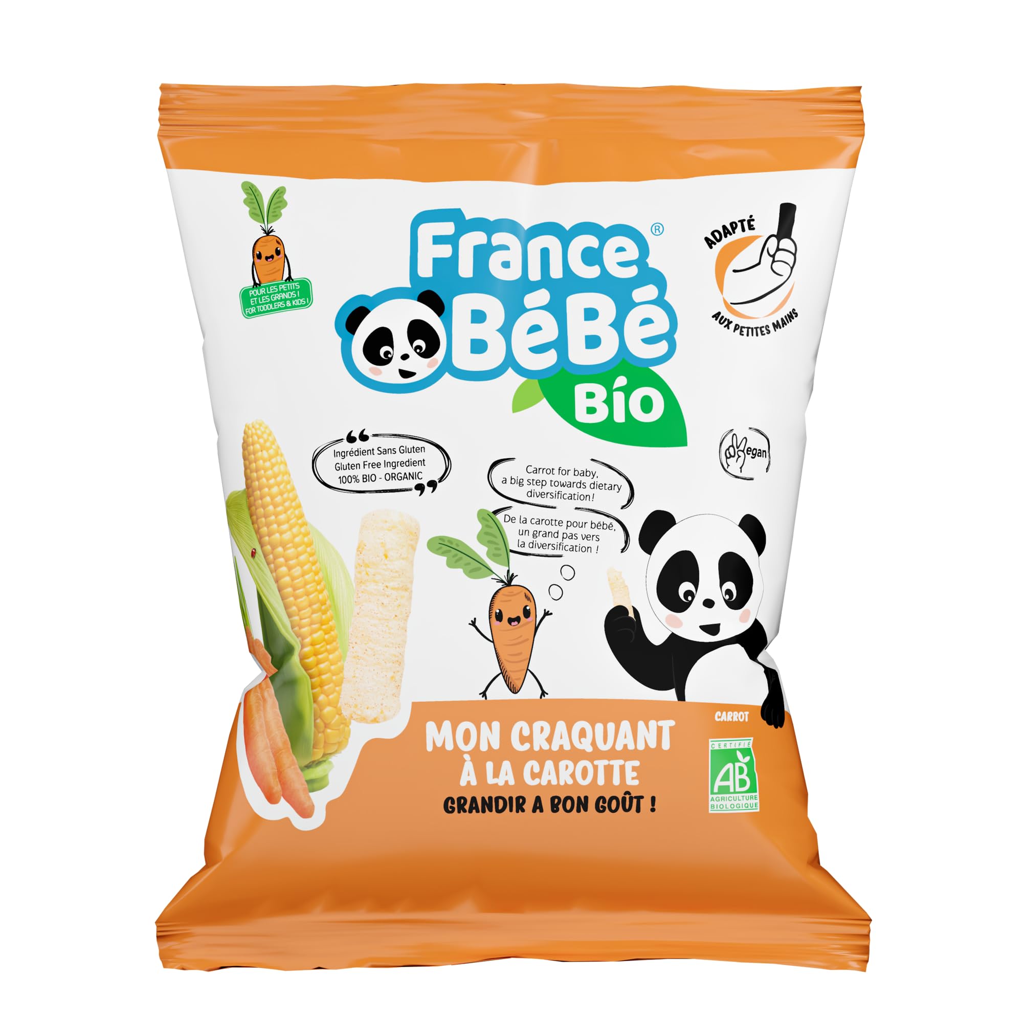 FRANCE BéBé BIO - Pack Biscuits de maïs soufflé BIO - Nature Tomate Carotte Cacahuète - Lot 18 sachets de 20g