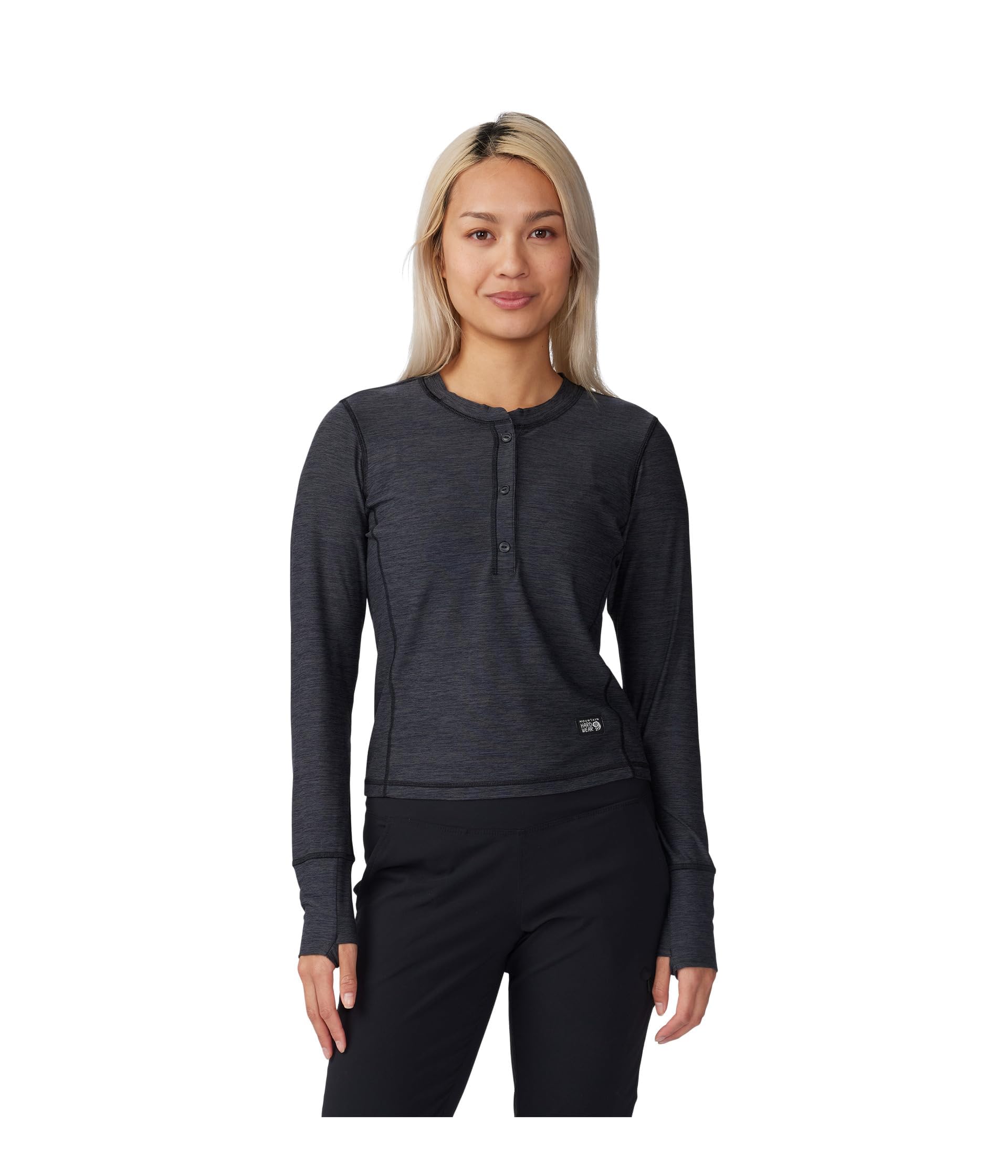Mountain Hardwear Women's Black Heather Standard Chill Action Crew, Small