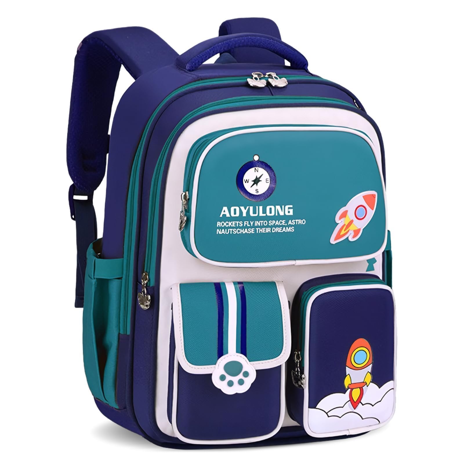 Amythe 4-delige schooltassenset jongens meisjes ergonomische rugzak klasse 1-5 met reflecterende strips en afneembare heupriem voor kinderen van 6-12 jaar, klaslokaal, excursie, roze, M