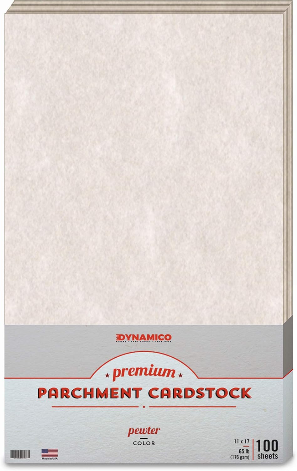 Pewter Stationery Parchment Recycled Cardstock Paper | 65 Lb Cover (176 gsm) Card Stock | 11” x 17” Inches | 100 Sheets Per Pack