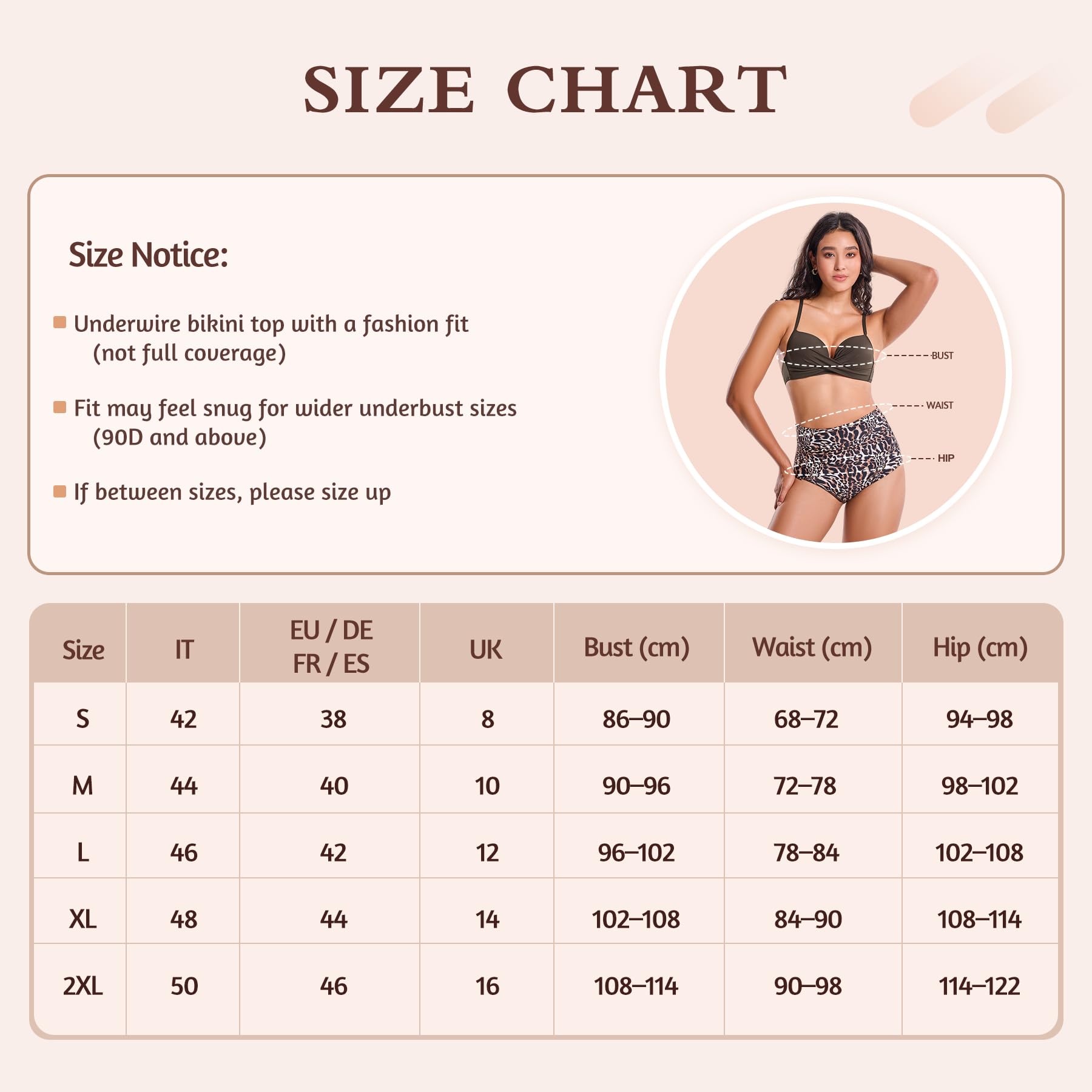 POWER FLOWER Damski zestaw bikini z wysokim stanem kontrola brzucha push-up dwuczęściowy strój kąpielowy z lampartem