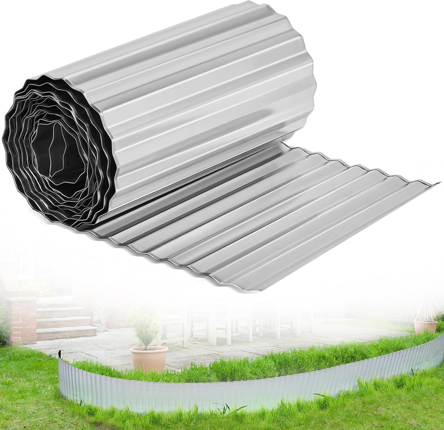 Ram® Heavy Duty 5M Metres Galvanised Steel Lawn Edging Garden Plant Border (16.5cm High) (1 X 5M)
