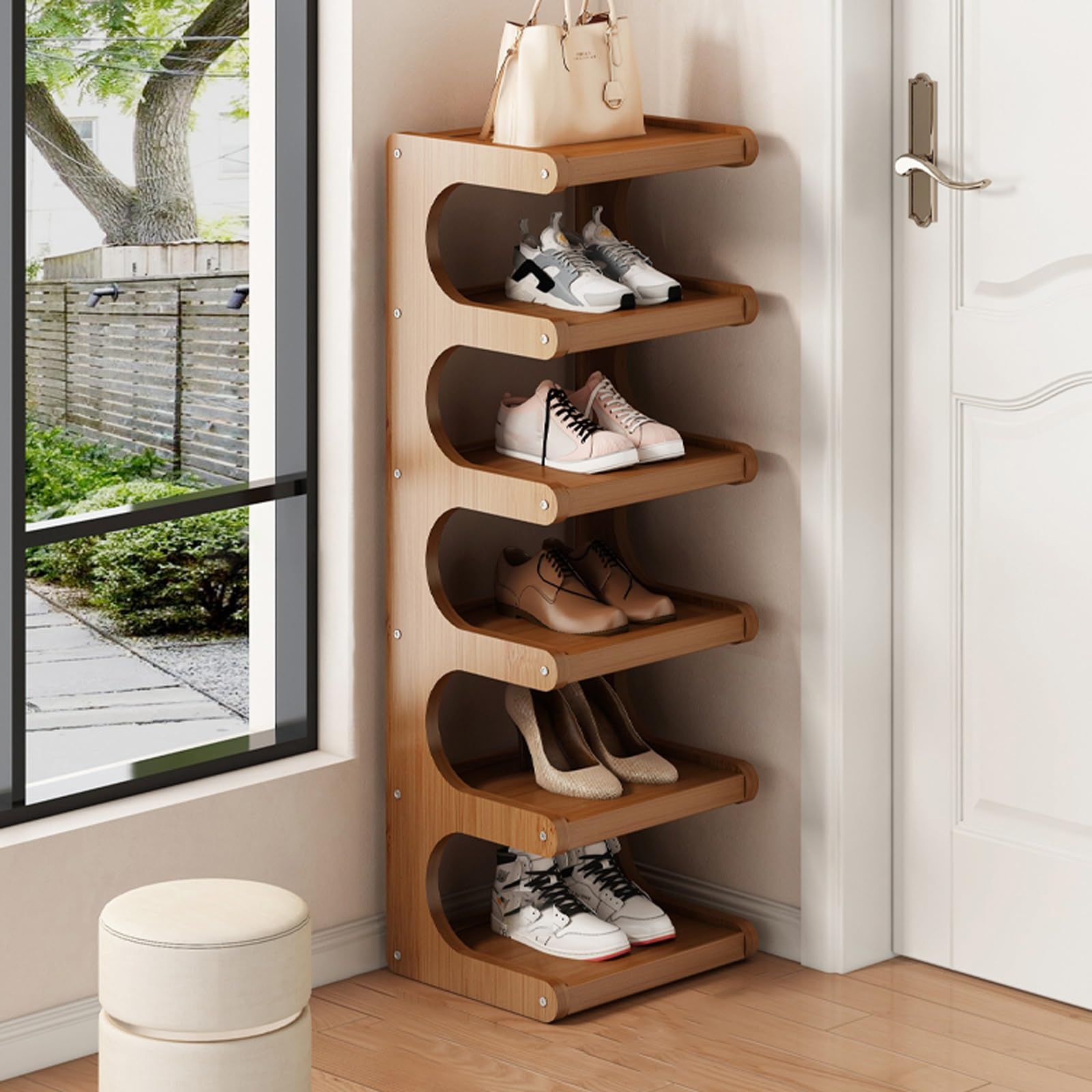 SVFOEBJM lyjc Racks, Tall Narrow lyjc Rack Organizer for Small Spaces, Multifunction Display Shelf, lyjc Rack for Entryway, Closet, Corner, Doorway, Space Saving lyjc Storage