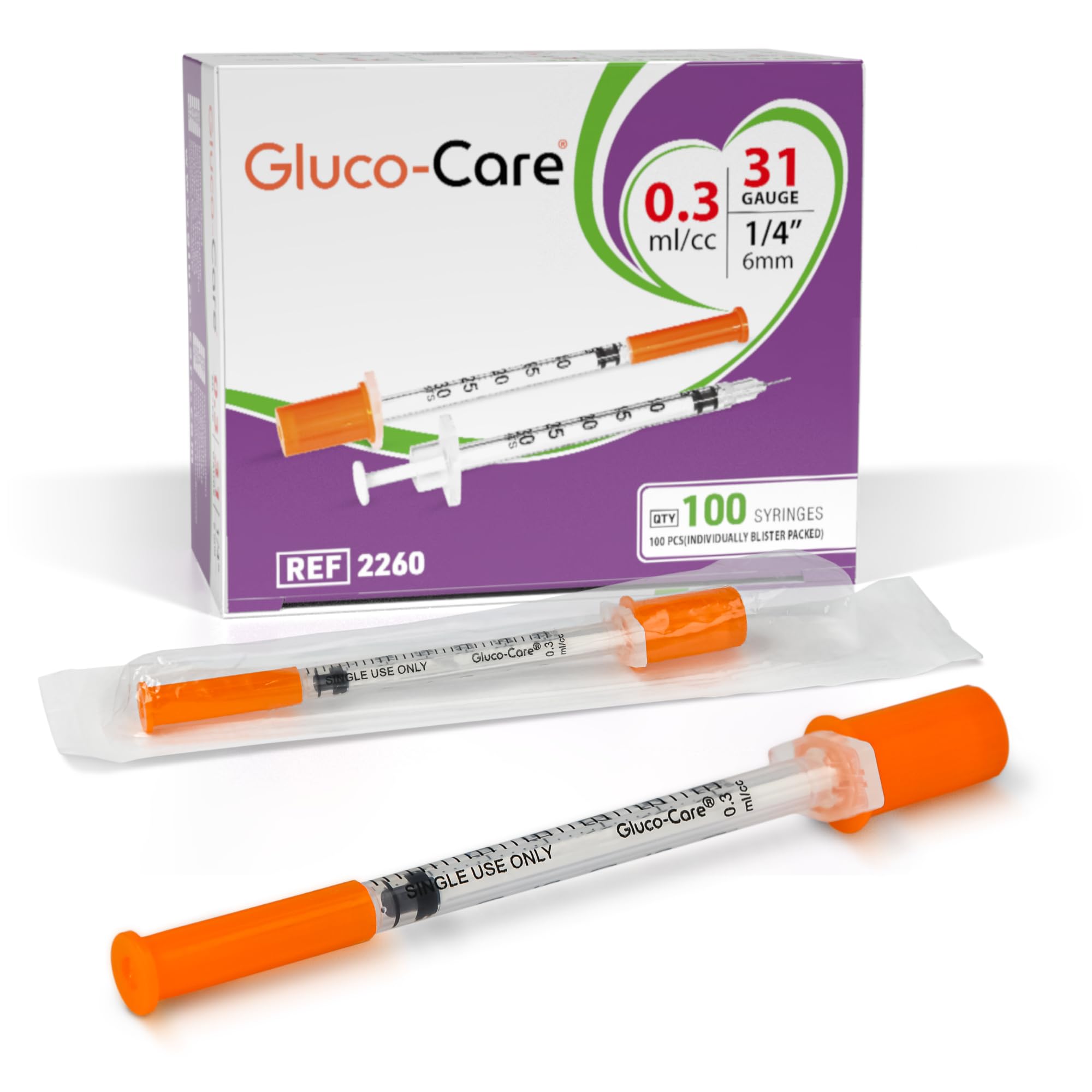 GLUCO-CARE 1ml /cc Syringes 31G x 5/16’’ (8mm), Orange Cap, Box of 50 pcs — Amazon image 15