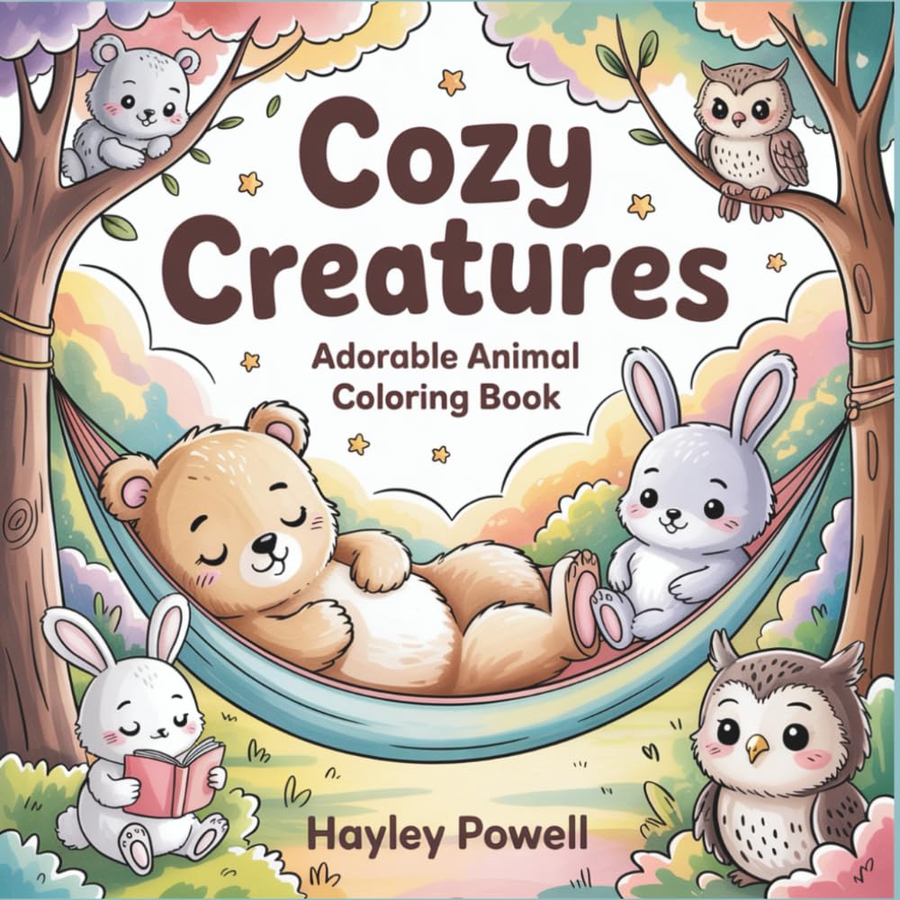 Cozy Creatures: Adorable Animal Coloring Book - Cute Animal Scenes for Relaxing Coloring, Stress Relief, and Peaceful Moments