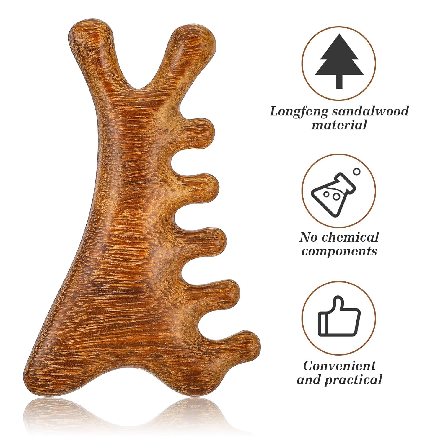 Sandalwood Scalp Massager Comb – Natural Wooden Gua Sha Tool for Head, Neck & Face Care, Relaxing Hair & Skin Massage - Image 6