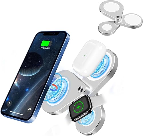 Cargador inalámbrico magnético desmontable 3 en 1, estación de carga inalámbrica rápida de 15 W para iPhone 1312, soporte de cargador inalámbrico