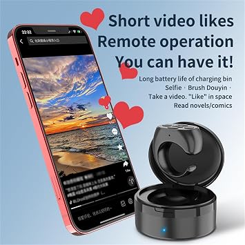 Fingertip Wireless Bluetooth Remote Control, Scrolling Ring Remote Control for TikTok, Phone Bluetooth Scroller Remote, Rechargeable Fingertip Camera Remote Scroll Ring for iOS/Android/Ipad (Pink-B)
