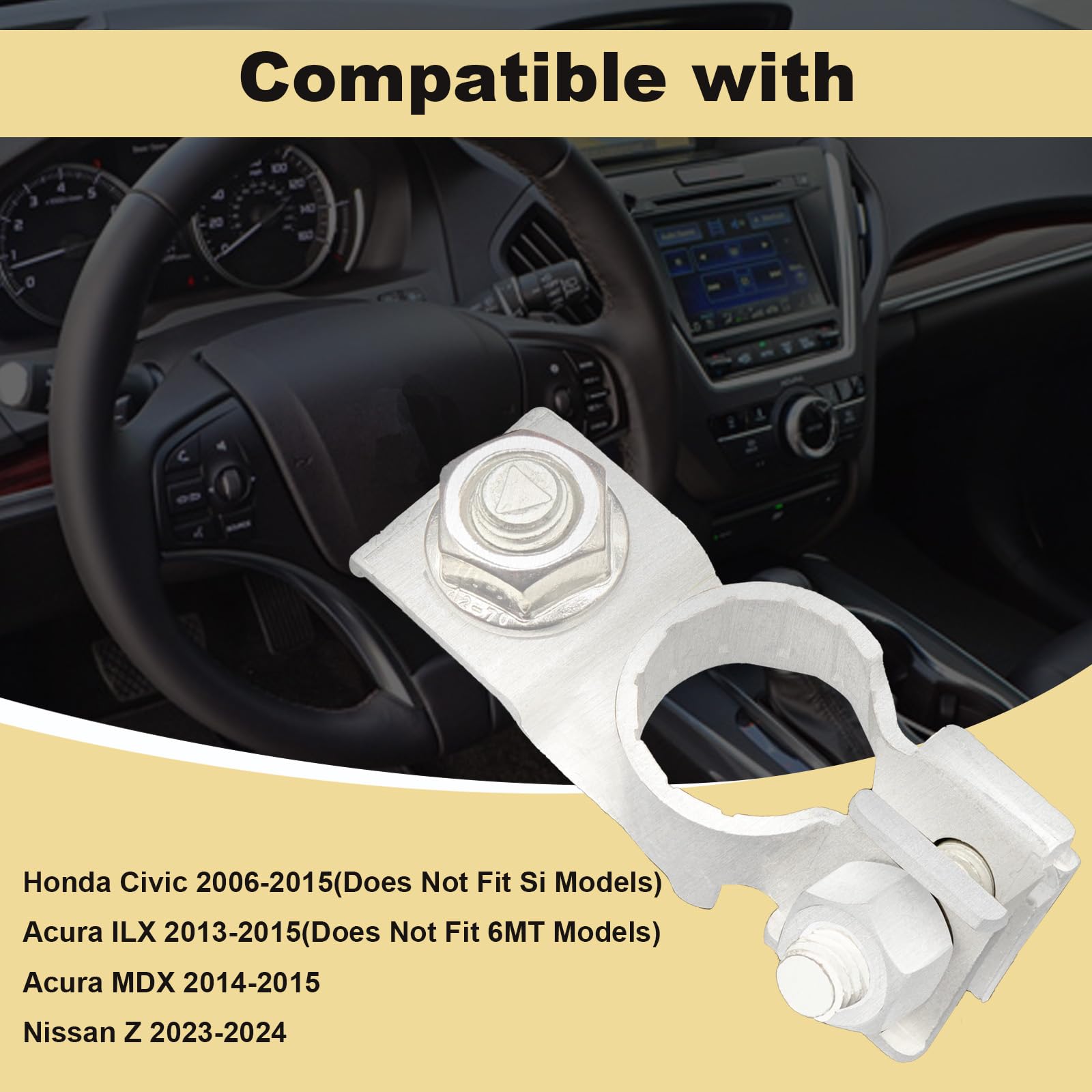 Terminal de batería positivo con tuerca compatible con Honda Civic 2006-2015 Acura ILX 2013-2015 MDX 2014-2015 Nissan Z 2023-2024 Reemplazo # 32418-RNA-A01