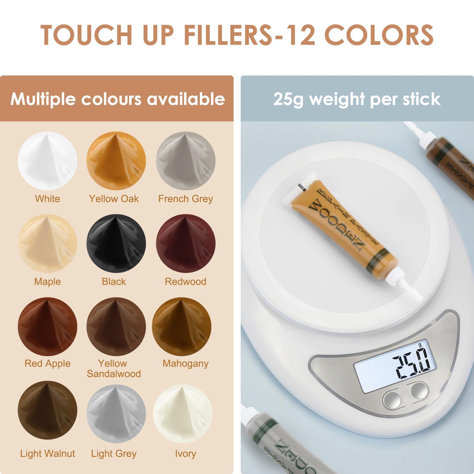 Wood Furniture Repair Kit, 12 Colour Wood Repair Kit Laminate Floor Repairs, Wood Touch up Fillers for Wooden Cabinet Floor - Image 2