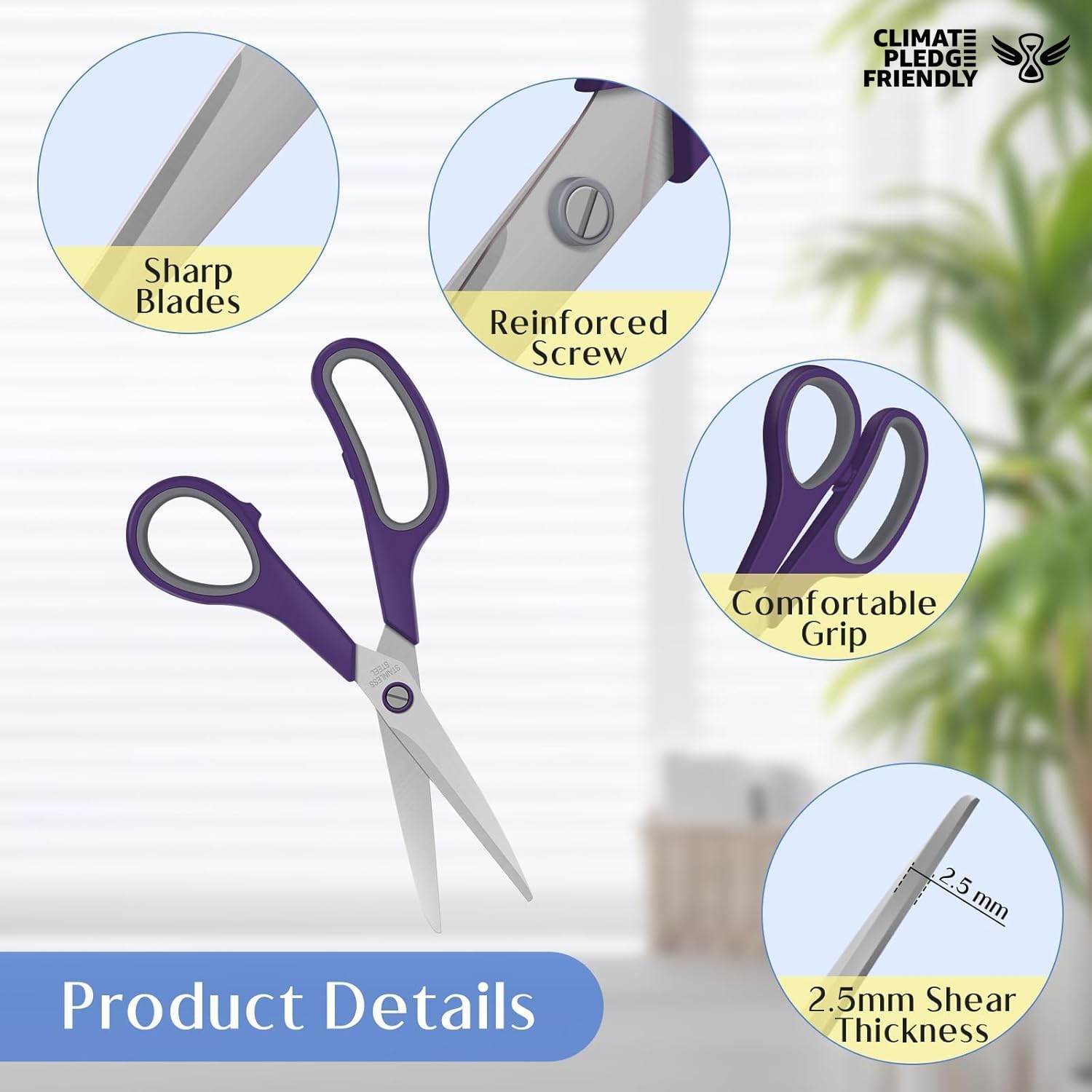 万能はさみ 6個パック 8.3インチ ステンレススチールはさみ 人間工学に基づいたソフトグリップハンドル付き 鋭い刃のはさみ オフィ