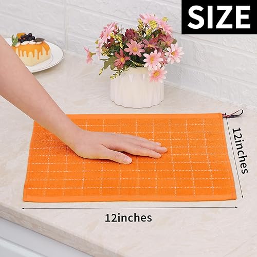 Miniatura 306 de Homaxy Toallas de cocina de rizo 100% algodón (gris oscuro, 13 x 28 pulgadas), diseño a cuadros, suaves y súper absorbentes, paquete de 6