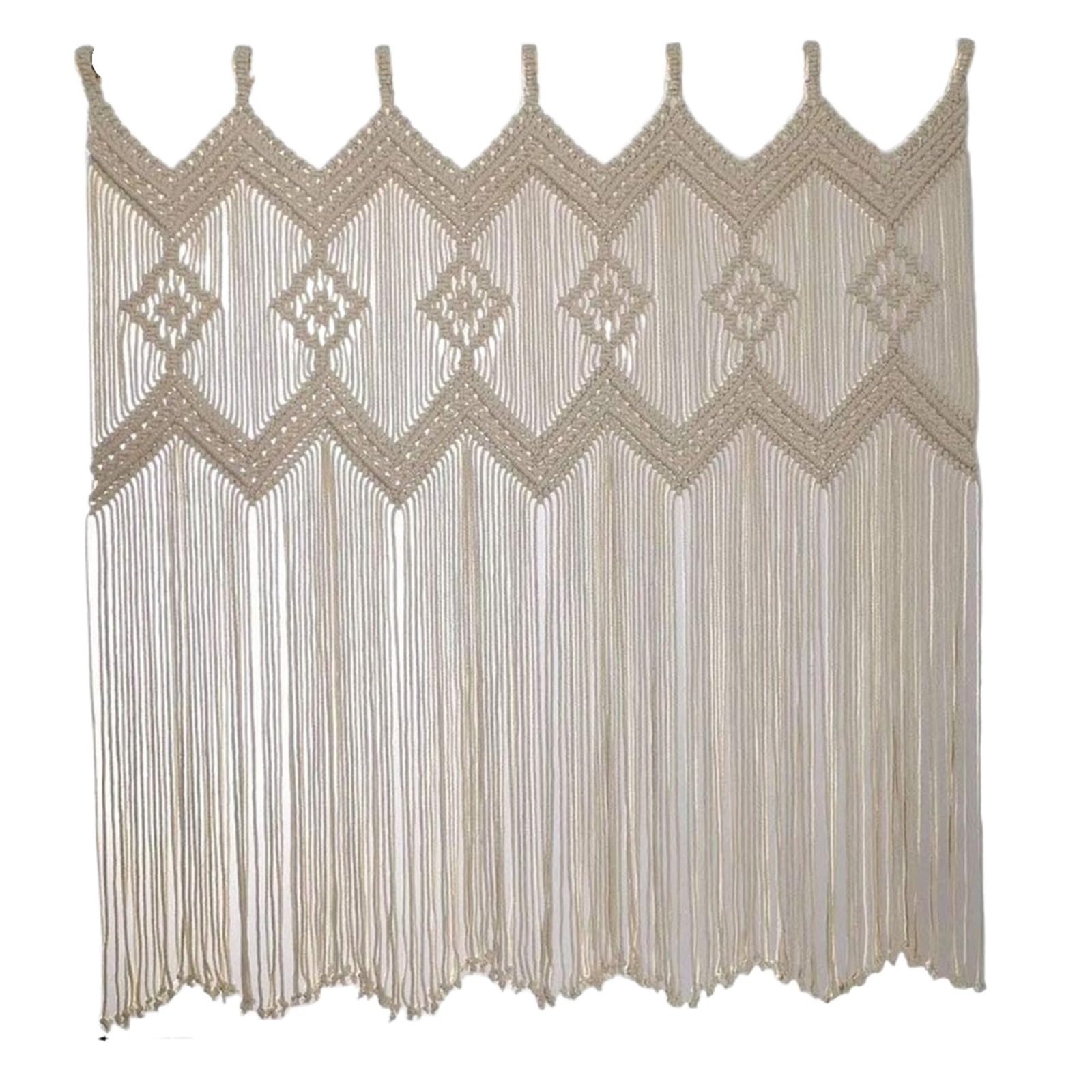 GOXQIT 1 Pcs Macrame Doorway Curtains Wall Hanging Window Curtain Panels Closet Room Divider Wedding Decor Backdrop Valance For Home