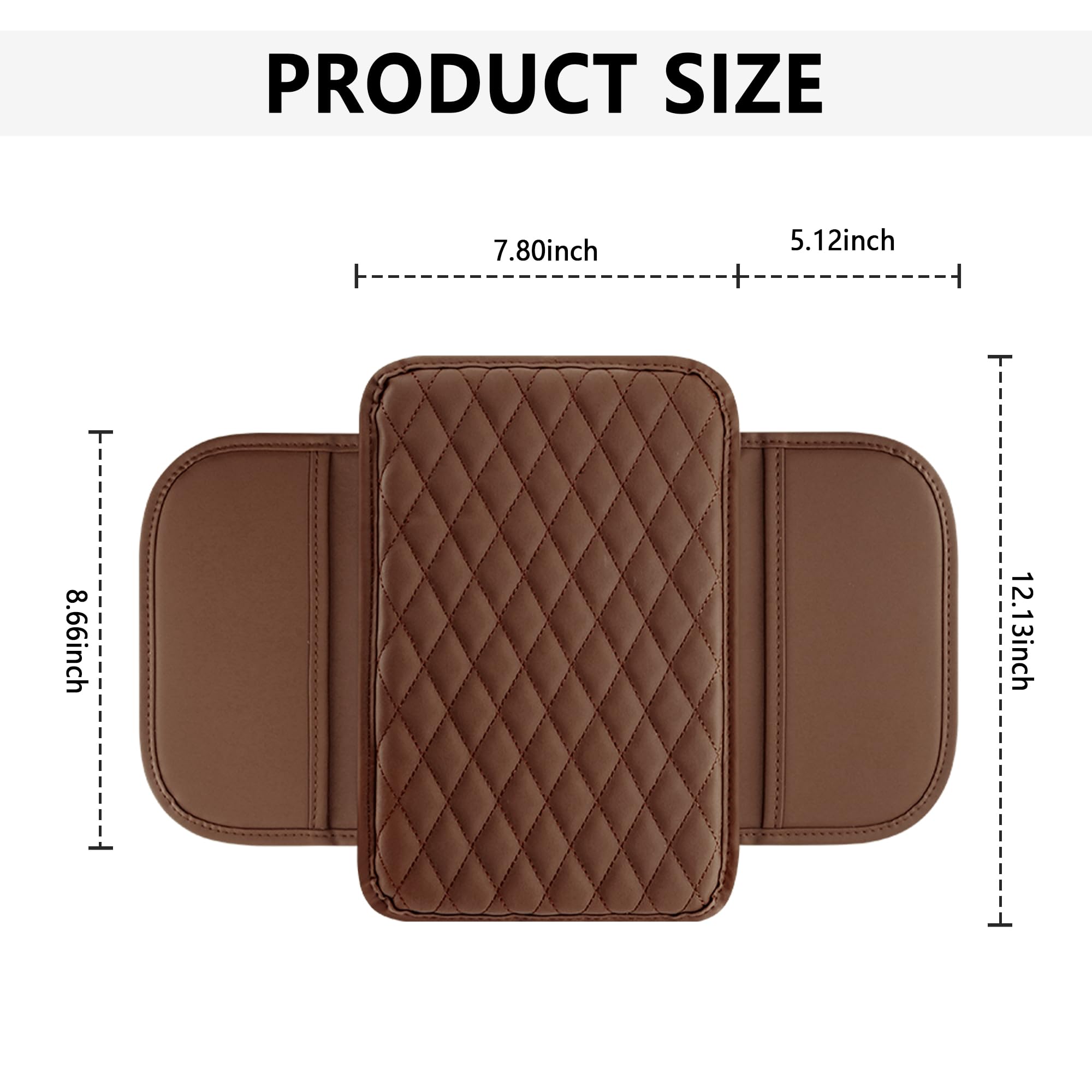 Stacool Upgraded Car Center Console Cover,Microfiber Leather Car Armrest Cover Cushion with 2 Storage Bags,Universal Car Armrest Storage Box (Brown) view 2