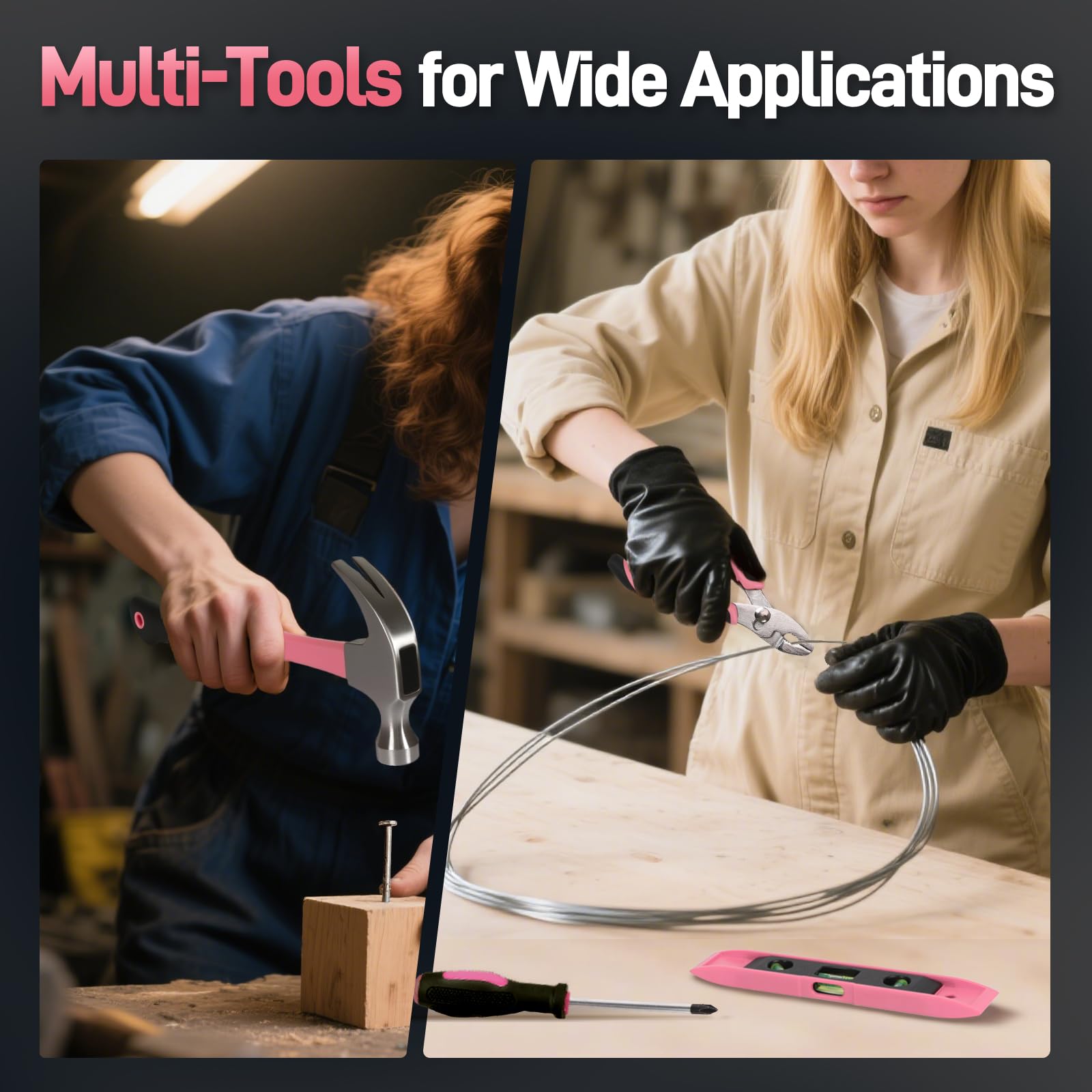 Pink 171-Piece Home Tool Kit With 20V Cordless Drill – Complete DIY Set For Men & Women - View #3