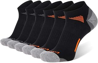 COOVAN Mens Ankle Athletic Socks Low Cut Cushioned Breathable Running Sports Socks 6 Pack