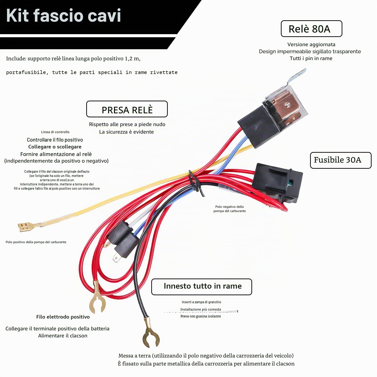 Kit per clacson a sirena per auto, 12 V, kit per clacson ad aria compressa, corno a lumaca per barca elettrica, pickup jeep