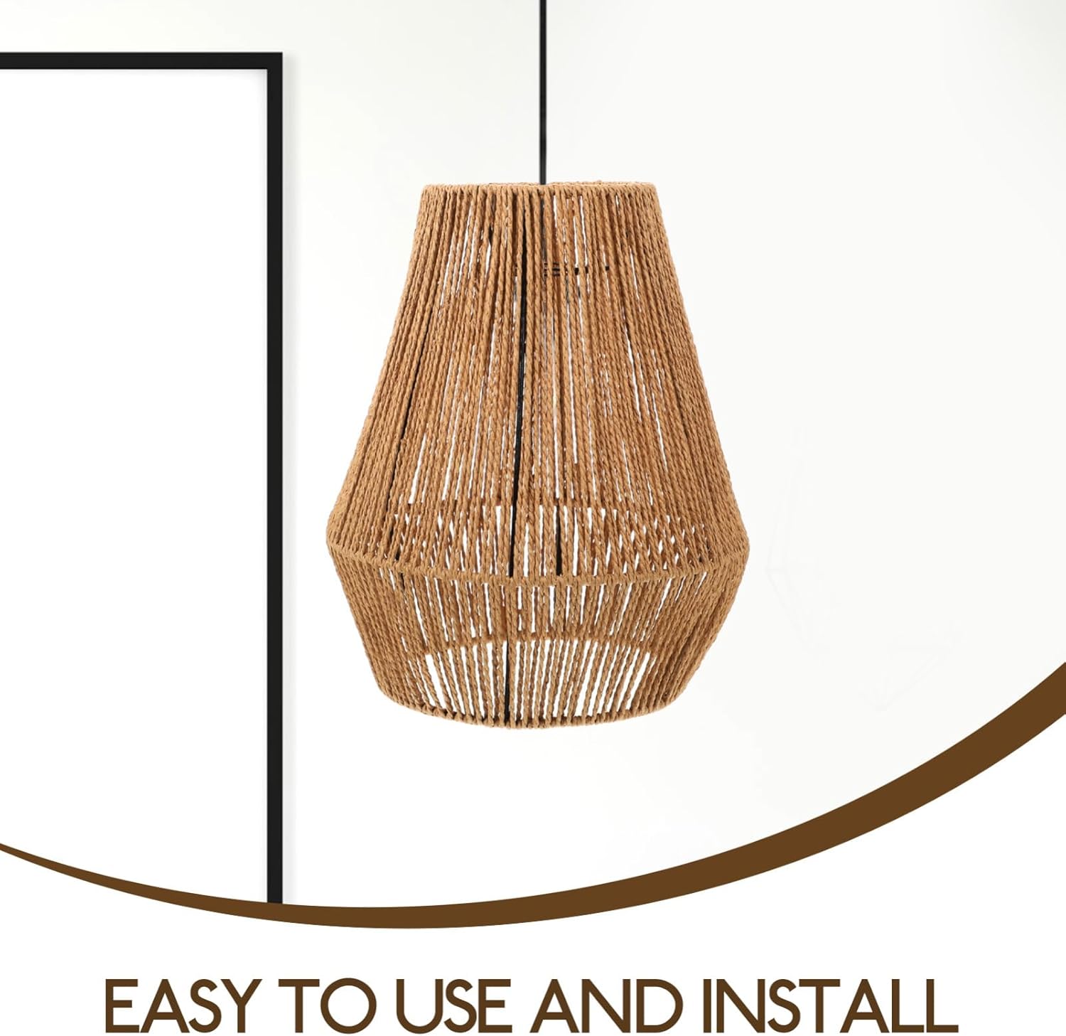 Woven Paper Pendant Light Shade Easy Install Hanging Lamp Cover for Rustic Home Decor Stylish Light Cover for Dining Room Bedroom and Shop Unique Weaving Design