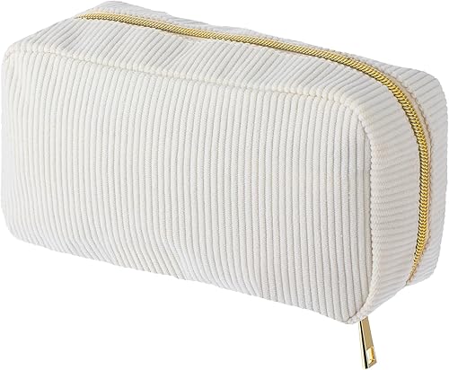 Giantree Bolsa de cosméticos de pana para mujer, bolsa de maquillaje de gran capacidad, bolsa de aseo de viaje, bolsa con cremallera, bolsa