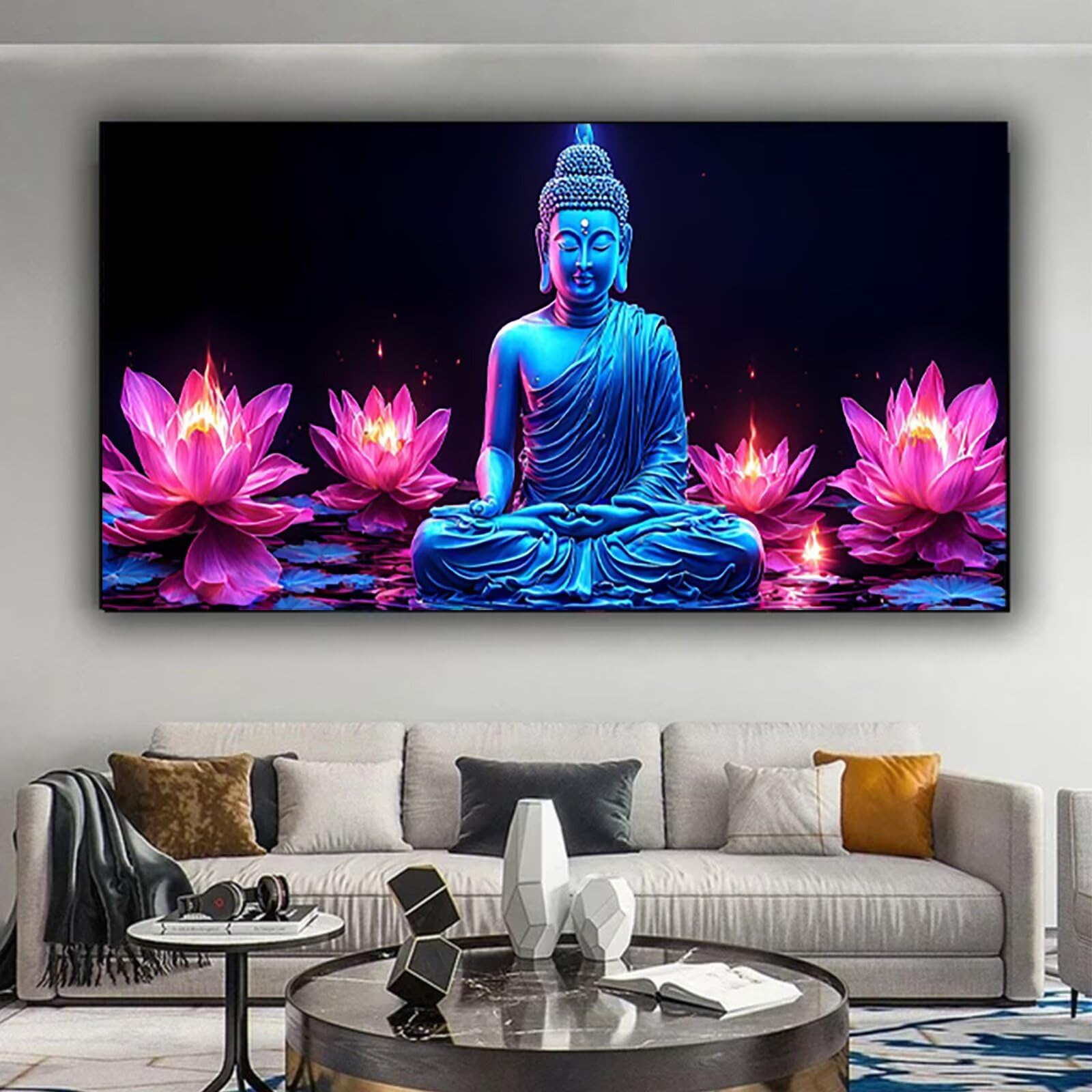 Malen nach Zahlen Kinder Lotus Malen Nach Zahlen Erwachsene, Geschenke für Mädchen Junge Bastelset Set, Malen nach Zahlen Buddha | Malen nach Zahlen Ohne Rahmen, (60x120cm) Bastelset Erwachsene G-I