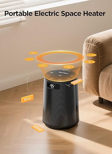 Miniatura 8 de GiveBest Calentador de espacio, calentadores eléctricos portátiles para uso en interiores con termostato y control remoto, oscilación de 70,