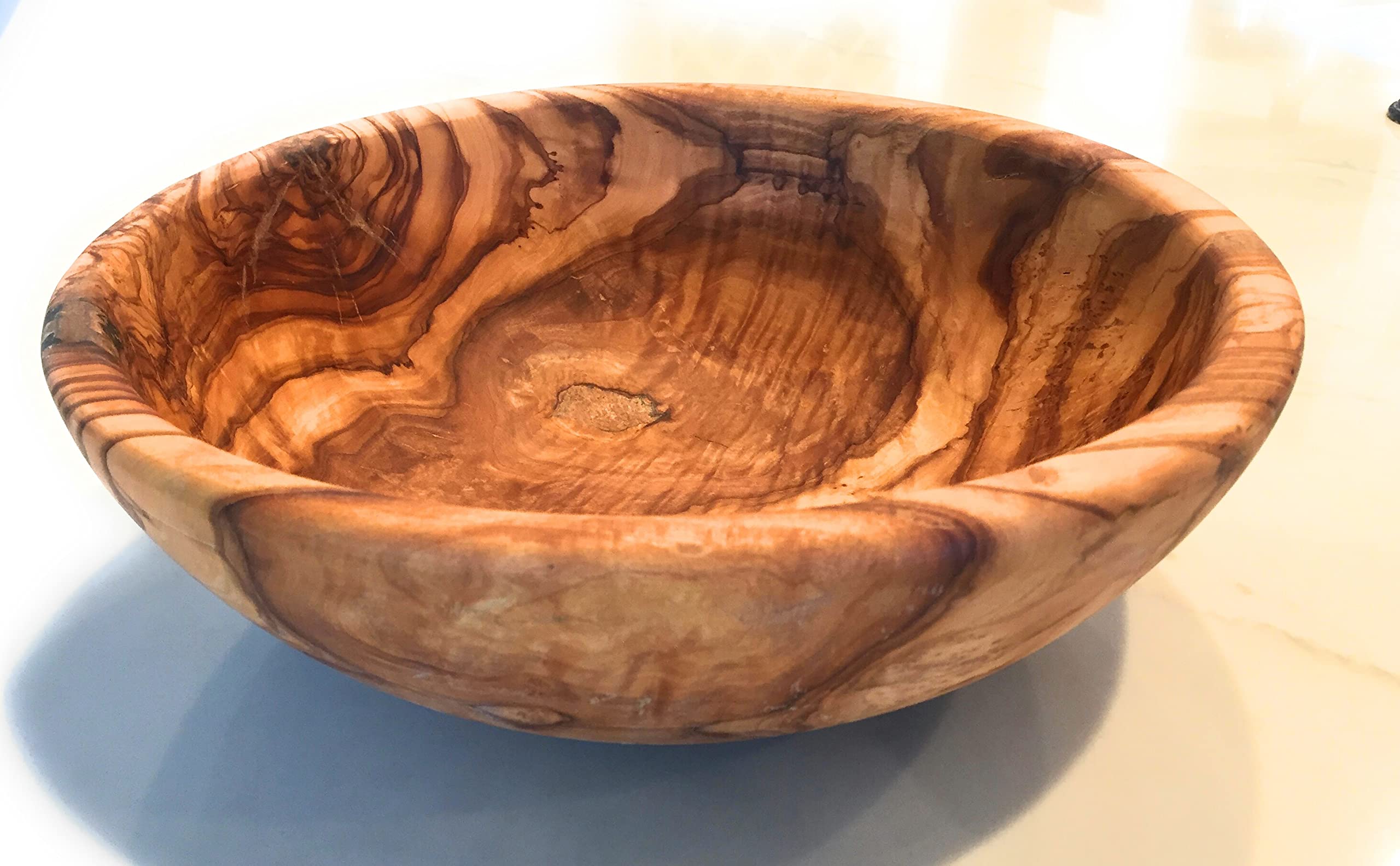 Artisan Servierschale aus Olivenholz, 30.5 cm, seltene dekorative Holzschale für Obst, Salat, Snacks, Chips. Popcorn. Größe S: 15.2 cm, XL: 27.9 cm, XXL 30.5 cm 0.5 cm (XXL 30.5 cm)