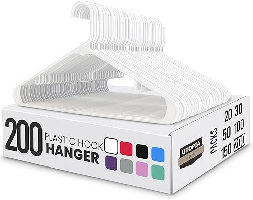 Vista 106 de Utopia Home Perchas de plástico, paquete de 30 unidades, perchas con ganchos, duraderas y ahorran espacio (negro)