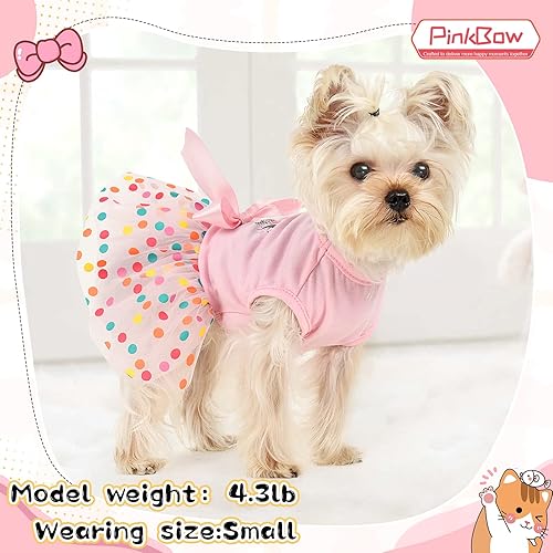 Miniatura 4 de Vestido de cumpleaños para perro, ropa de primavera para perros pequeños, hembra, cachorro, princesa, tutú, lindo vestido de tul para perro,