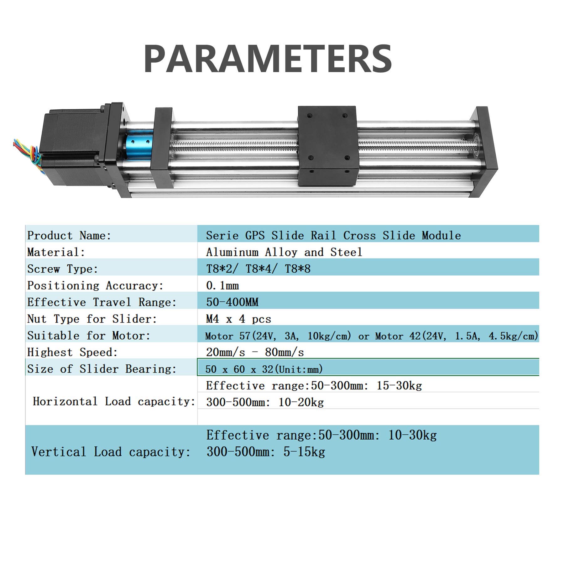 Antrella 300mm Effective Stroke Linear Stage DIY CNC Actuator T8 x 2 with 57 Stepper Motor, 23 NEMA Series GPS Linear T-Nuts Slide Table Linear Actuator Kit