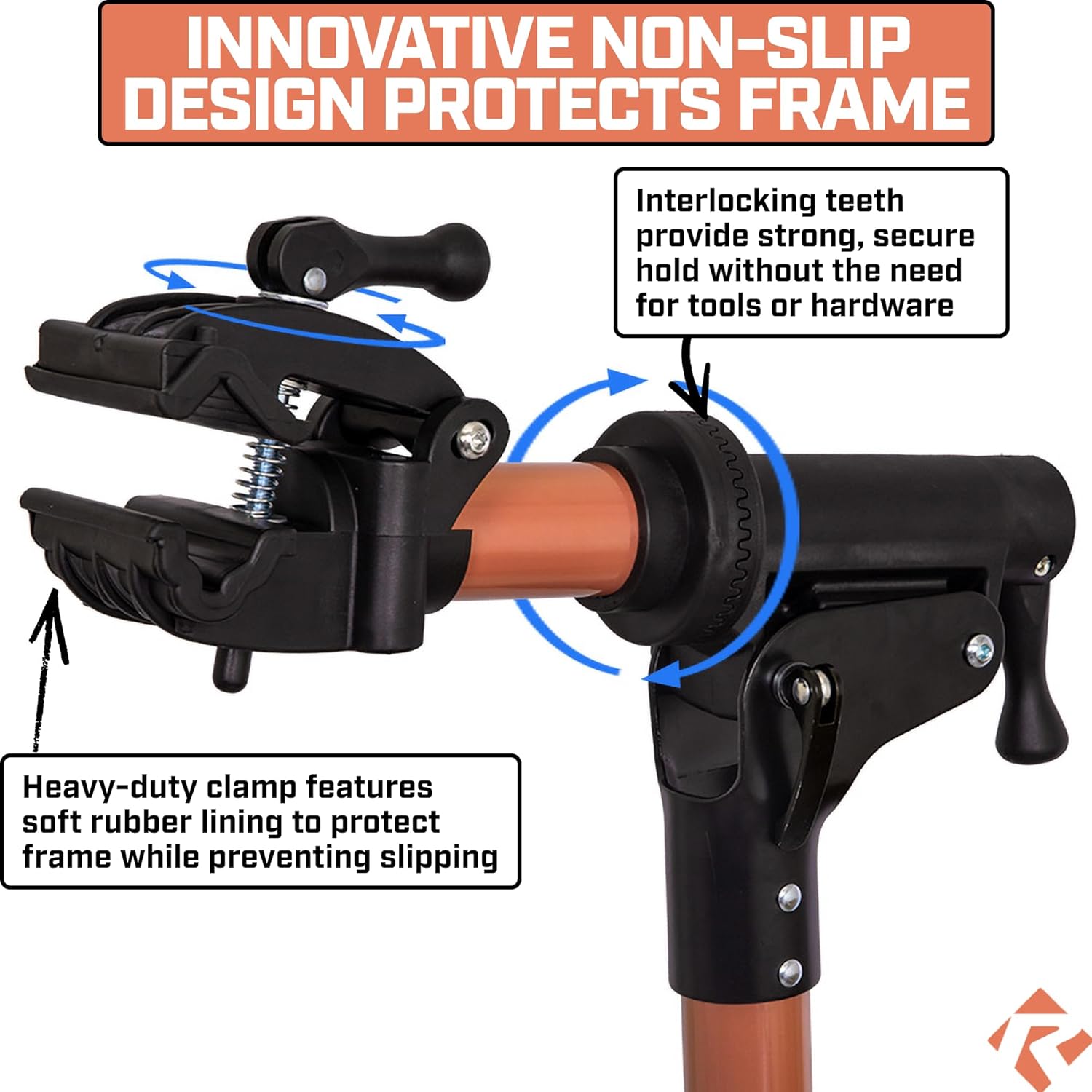 Revere Bike Repair Stand With Storage Bag - Heavy Duty Bicycle Work Stand, Adjustable Height, Rotating Clamp, Magnetic Tool Tray