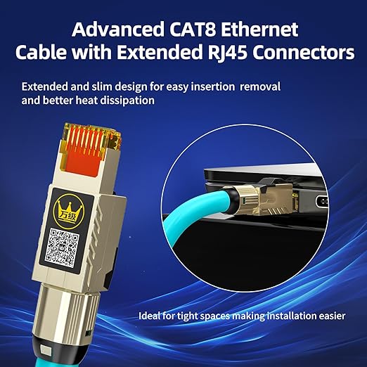 Cable Ethernet Cat 8 1.6 ft SFTP RJ45 40Gbps 2000Mhz Plano miniatura 4