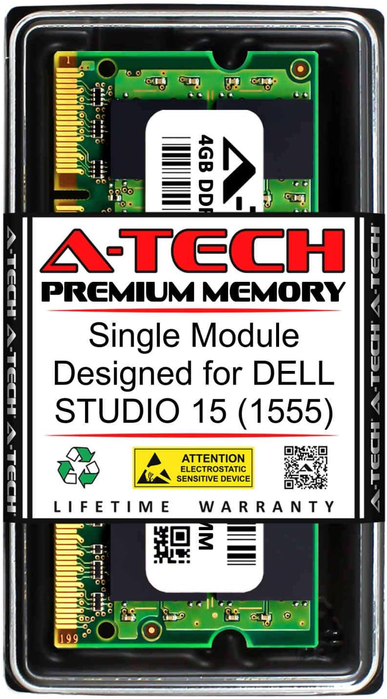 A-Tech 4GB RAM for DELL Studio Studio 15 (1555) | DDR2 800MHz SODIMM PC2-6400 200-Pin Non-ECC Memory Upgrade Module