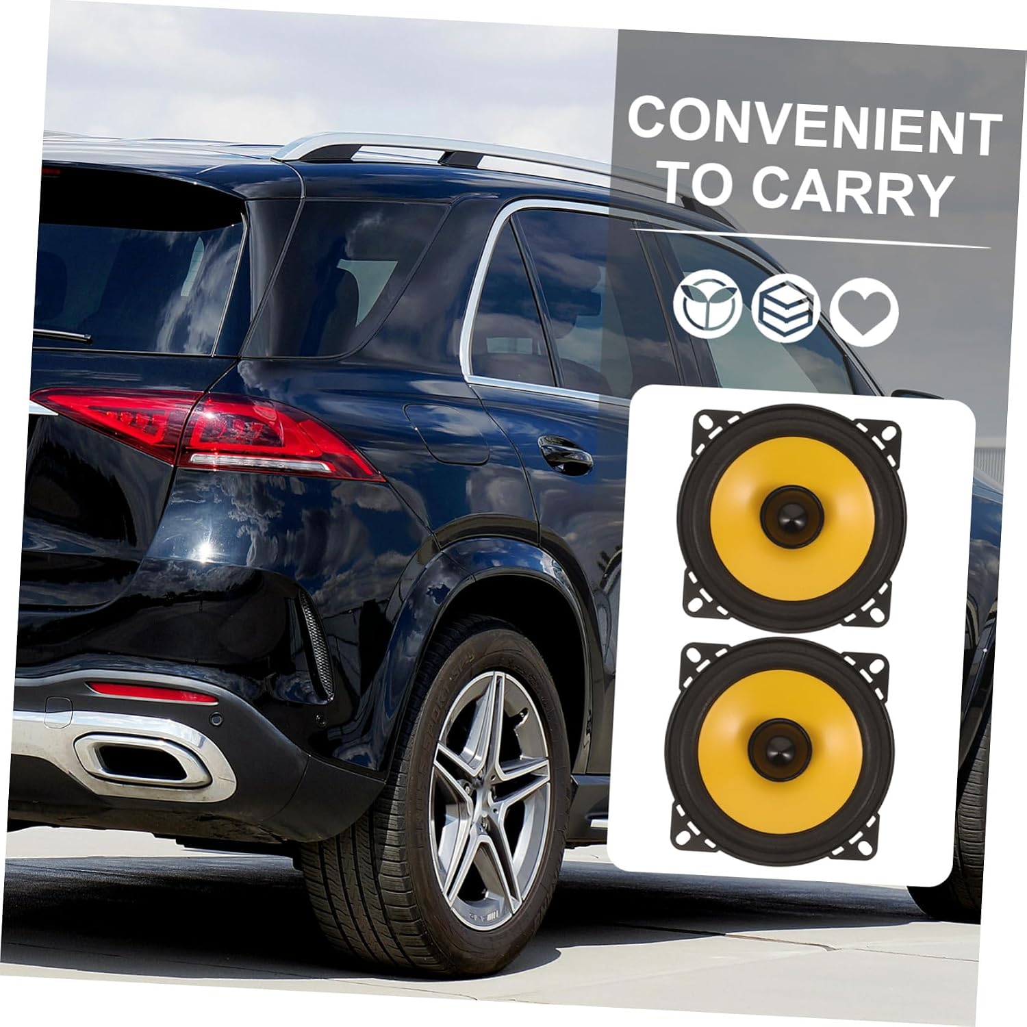 CALLARON Yellow Coaxial Car Speakers, Pair 60w Full Range 4 Inch