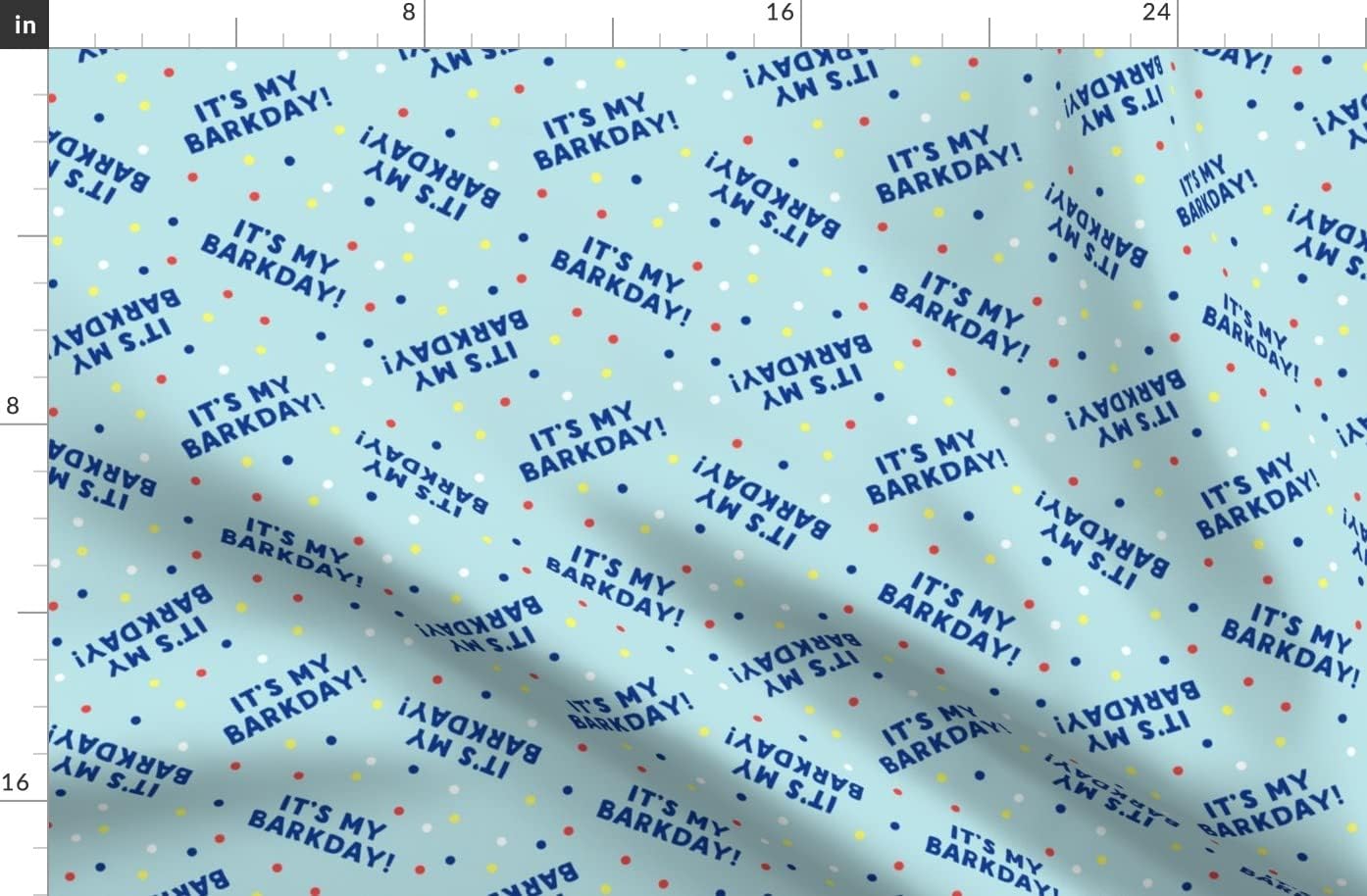 Spoonflower Fabric - Barkday Blue Dog Puppy Birthday Pet Rescue Dogs Printed on Organic Cotton Sateen Fabric by The Yard - Sewing Quilting Apparel Home Decor