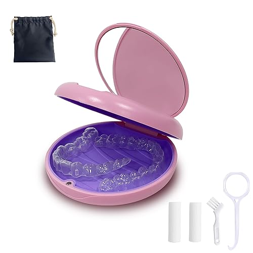 Estuche de retención, estuche de alineador con espejo, soporte de retención redondo con herramienta de eliminación de alineador, masticables y