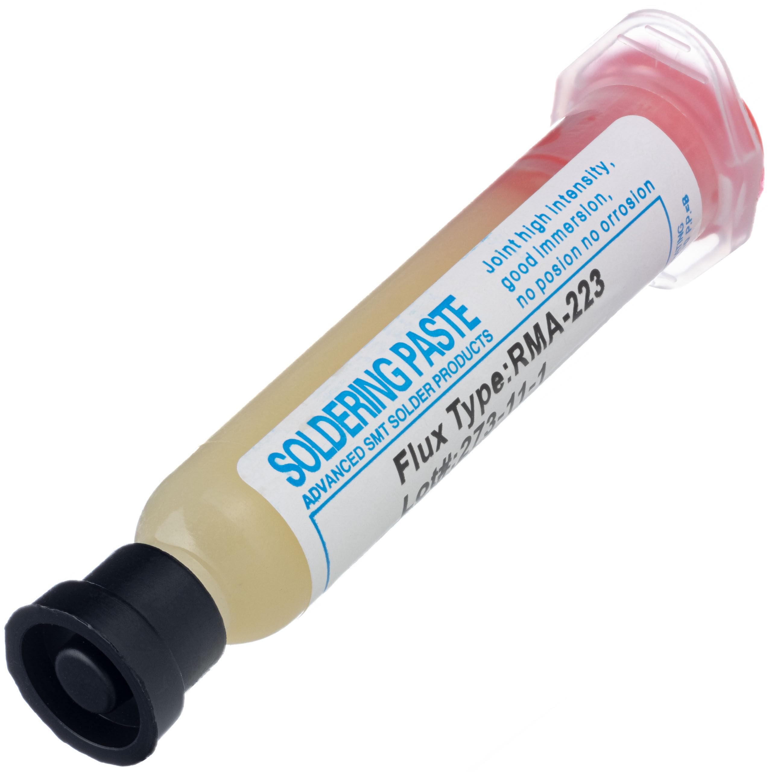 Set Flux RMA-223 con Stantuffo e Ago – Pasta Saldante No Clean 10cc | Ø Ago 1,025 mm | Elettronica di Precisione | Accessorio per Saldatura Professionale
