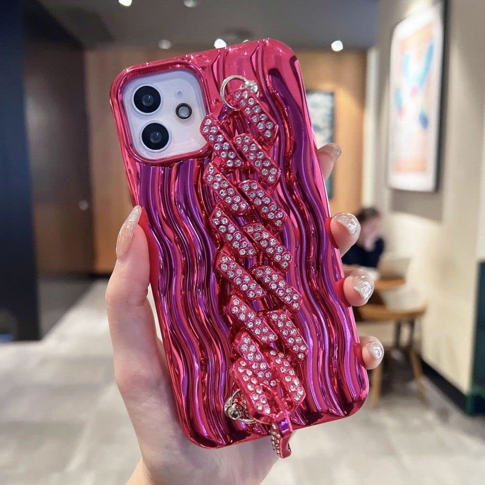 Evita caídas con la pulsera de diamantes en esta funda de silicona suave para iPhone 12 8