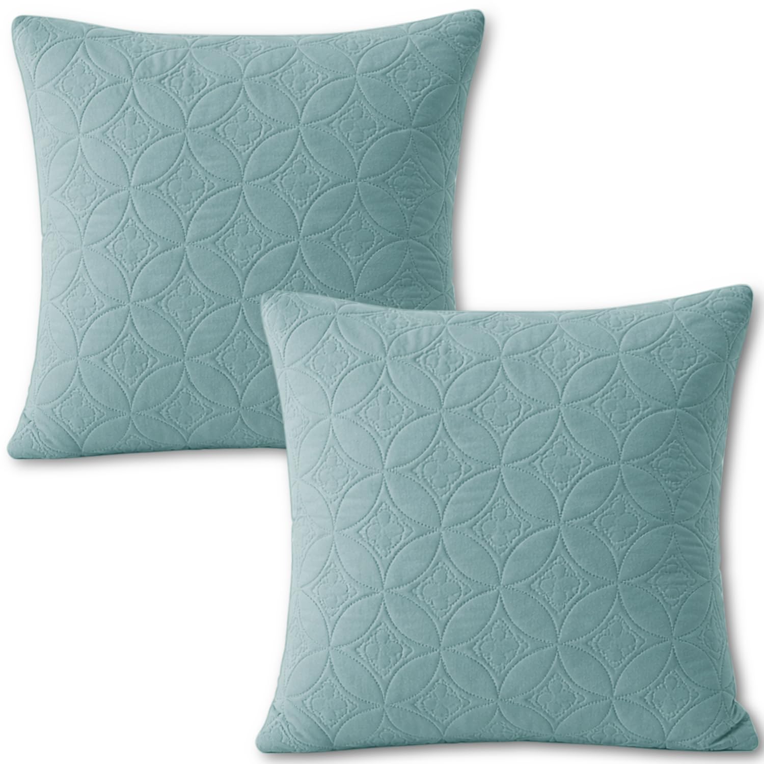 HOKIPO 100% Leakproof Quilted Cushion Cover for Sofa 22x22 Inches, Set of 2, Cool Blue (AR-6281-SBL*2)-image-19