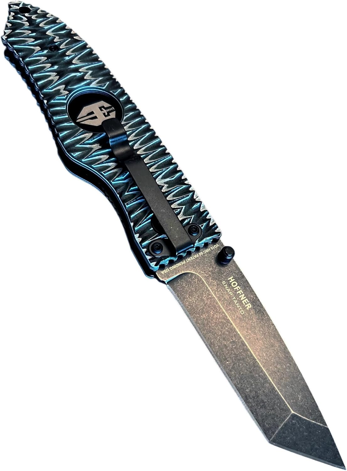 HOFFNER 3.5" EDC Folding Knife with Pocket Clip, VG10 Japanese Stainless Steel Black Acid Washed Tanto Blade - (Carbon Fiber Fractured Smooth Texture Grip) - Camping, Hiking, Outdoor, Survival